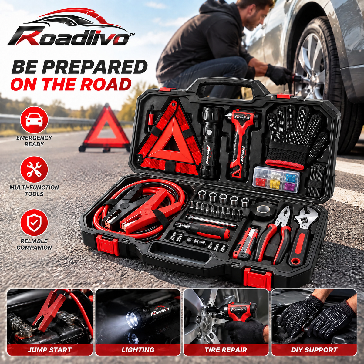 Roadlivo™ Roadside Emergency Tool Kit