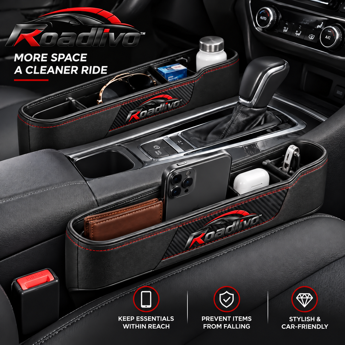 Roadlivo™ 2-Piece Car Seat Gap Organizer Set