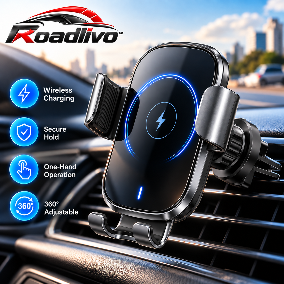 Roadlivo™ Wireless Charging Car Phone Mount