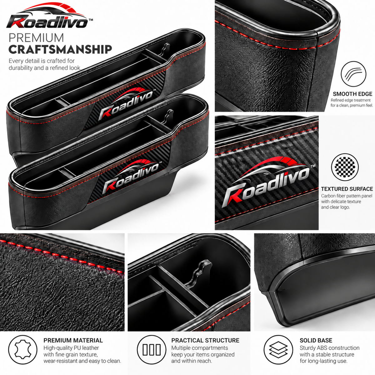 Roadlivo™ 2-Piece Car Seat Gap Organizer Set